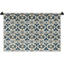 Tegel - Patroon - Blauw - Beige Wandkleed katoen klein 269 -zz3d