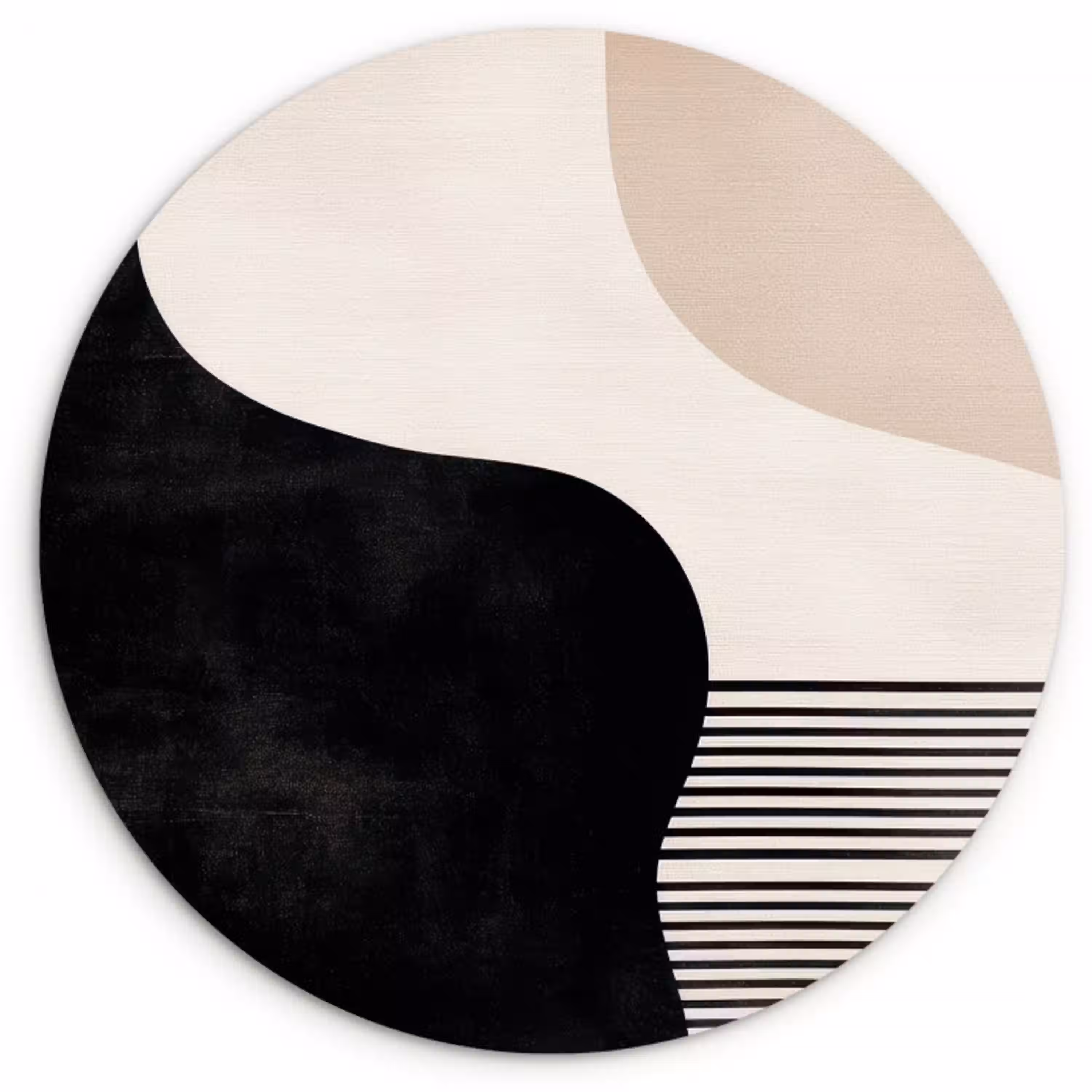 Abstract - Japandi - Beige - Modern Wandcirkel kunststof plaat 5mm dik klein -3d