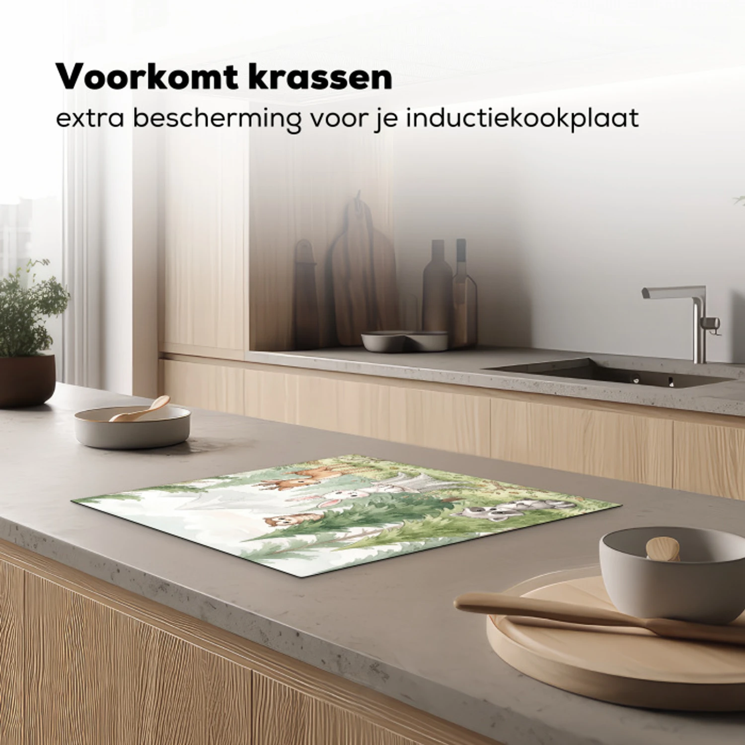 Bos - Dieren - Groen Inductie beschermer vinyl 3mm middel -sfeer1