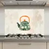 Theepot - Groen - Bloemen - Oranje keuken achterwand spatscherm klein -3d_website