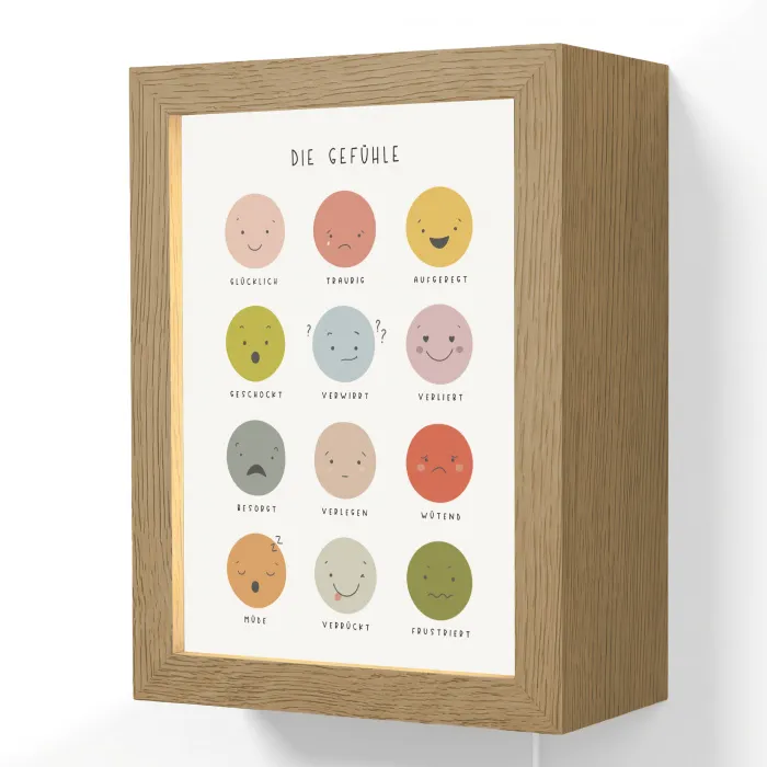 Educatief - Gevoelens leren - Wit - Emoties Light Box met kabel (Wandlamp kind) klein -3d