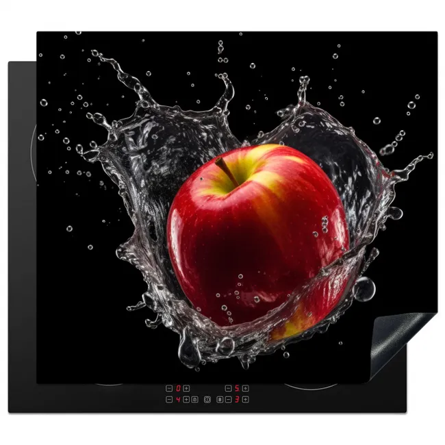 Appel - Rood - Water - Zwart - Fruit Inductie beschermer vinyl 3mm middel -3d