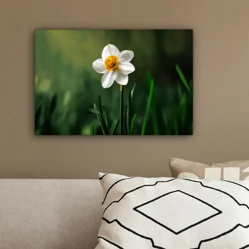 Narcis - Bloem - Wit - Grassprieten canvas 2cm klein -sfeer3
