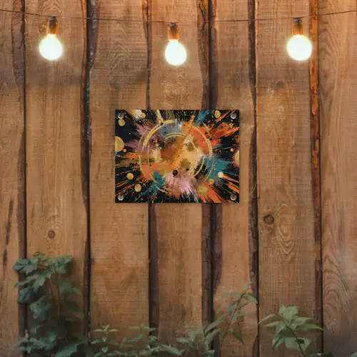 Explosie - Verfstructuur - Goud - Abstract tuinposter los doek klein -sfeer1