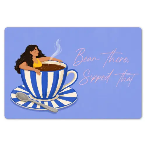 Mok - Koffie - Vrouw - Paars Placemat vinyl groot -zzsfeer1_Kitchenyeah-website