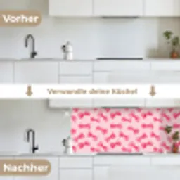 Strikken - Aquarel - Roze keuken achterwand 2 middel 871 -voor-na_DE