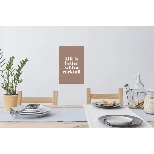 Cocktail - Tekst - Patroon - Wit Muursticker klein -eettafel