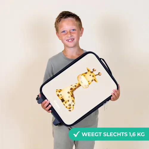 Liggende giraffe illustratie op beige achtergrond Kinderkoffer - Zwart klein -sfeer4_NL