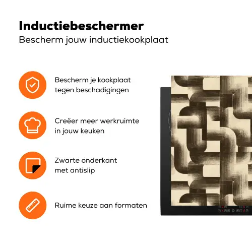 Abstract - Retro - Zwart Inductie beschermer vinyl 3mm klein 276 -zzzzzzz-td-ups