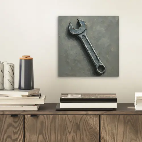Steeksleutel - Schilderij - Gereedschap - Verf aluminium wit klein -sfeer1