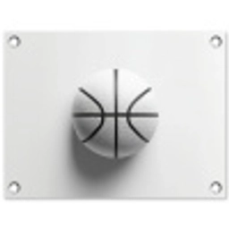 Basketbal - Wit - Schaduw - Lijnen tuinposter los doek klein -3d