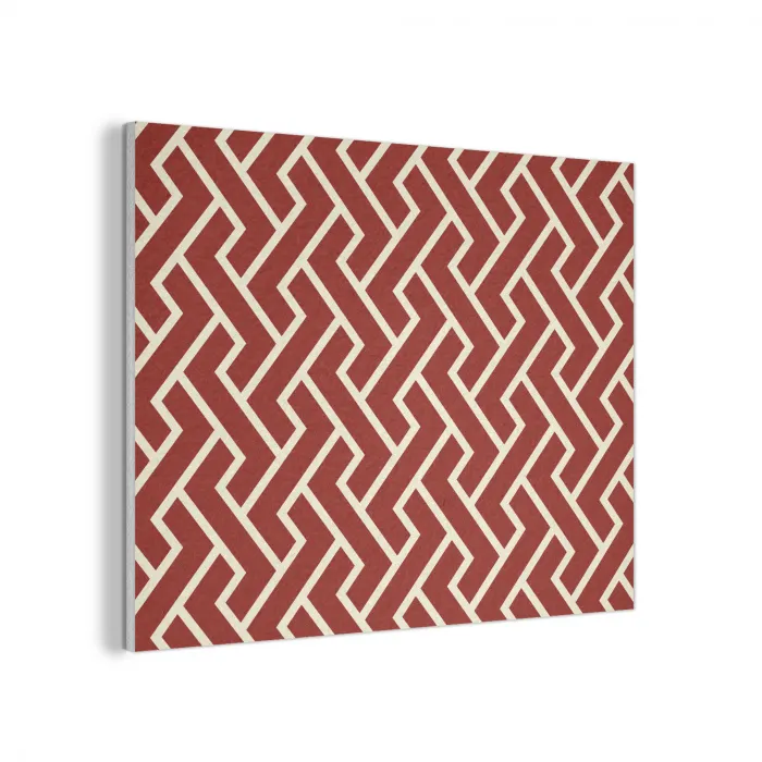 Rood - Beige - Patroon - Lijnen PET vilt klein 837 -3d
