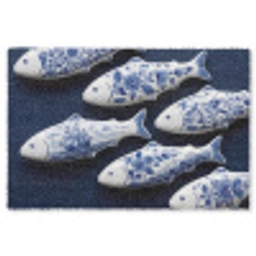 Vissen - Delfts - Blauw - Keramiek Vloerkleed Rechthoek klein -3d