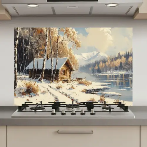 Winter - Sneeuw - Huis - Natuur keuken achterwand spatscherm klein -3d_website