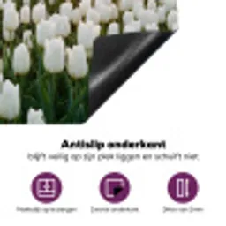 Tulpen - Landschap - Wit Inductie beschermer vinyl 3mm middel -zzzzzzz-cc-onderkant