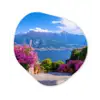 Lake Como - Italië - Landschap Wandcirkel Organisch Aluminium middel -3d