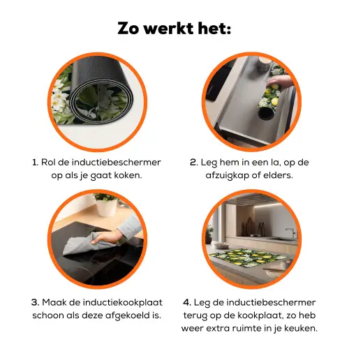 Hangende - Citroenen - Witte - Bloemetjes Inductie beschermer vinyl 3mm klein 276 -zzzzzzz-td-werking