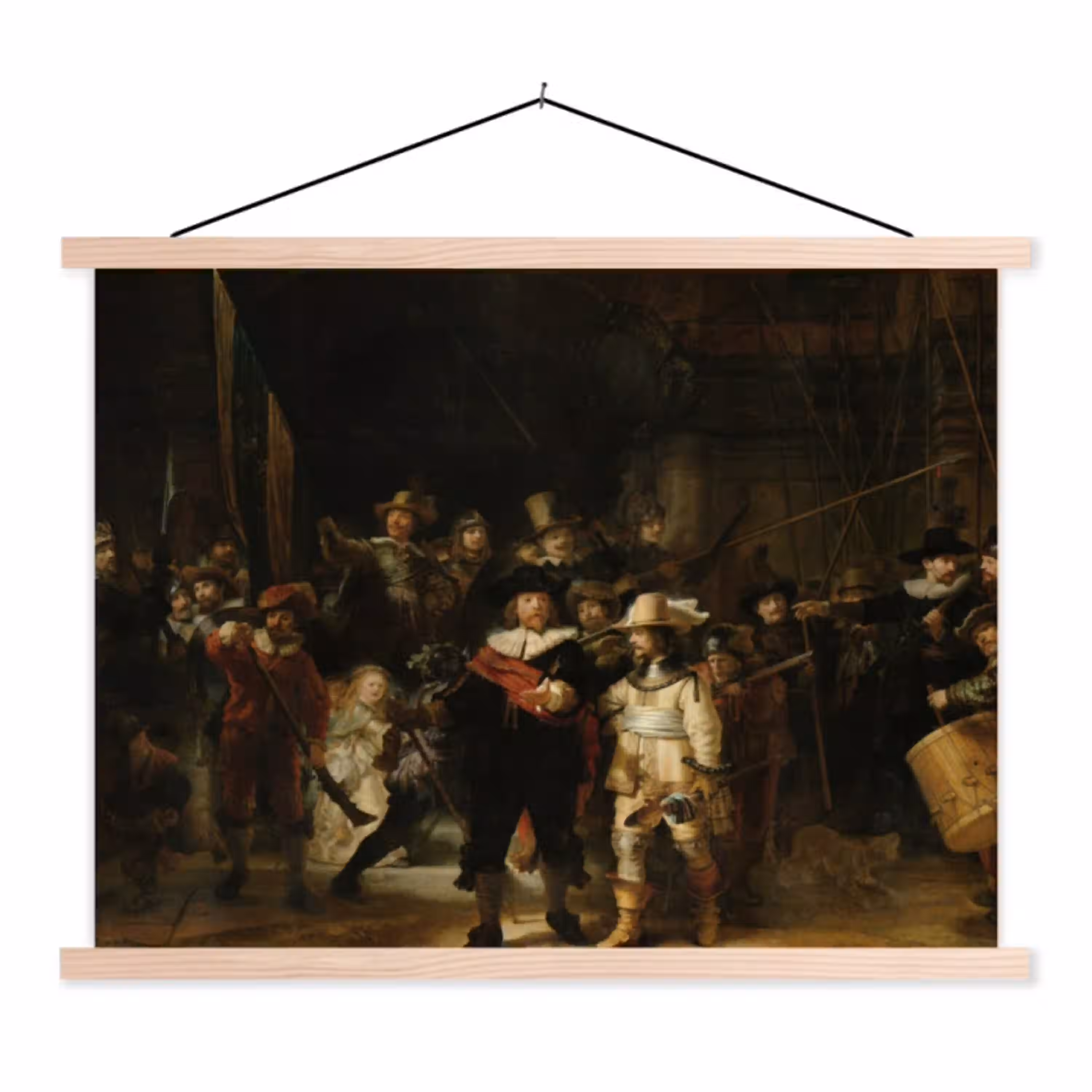 De nachtwacht - Kunst - Oude meesters - Rembrandt textielposter latten blank klein -3d