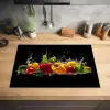 Paprika - Water - Groente - Zwart Inductie beschermer vinyl 3mm klein -sfeer5