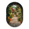 Doorkijk - Bloemen - Poort - Stenen Wandcirkel Ovaal Glas middel -3d
