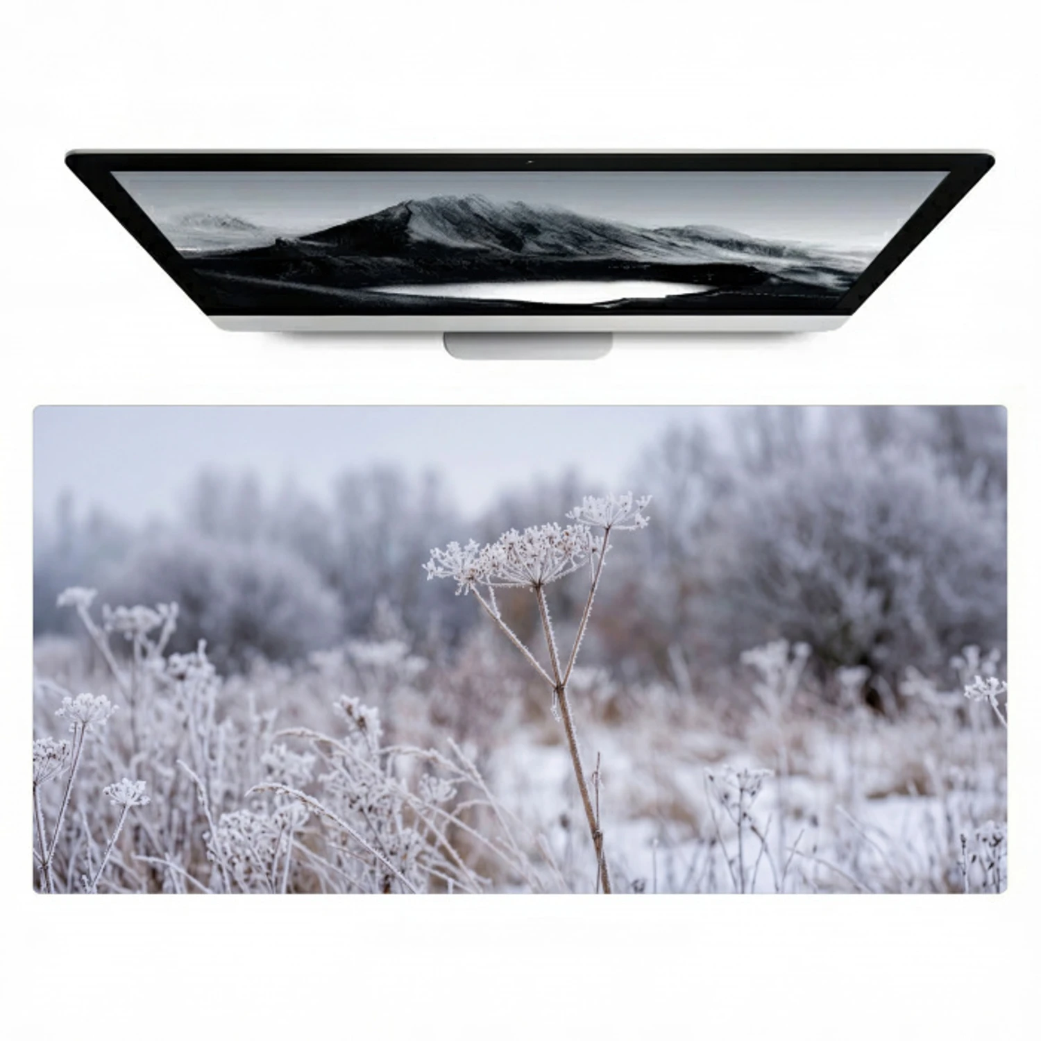 Schermbloem - Rijp - Kristallen - Winter - Delicaat Muismat XXL klein -zzz3d