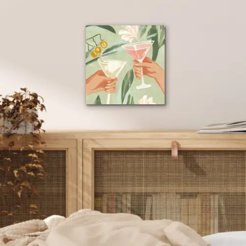 Glazen - Proosten - Bladeren - Groen aluminium wit klein -sfeer3