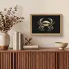 Goud - Krab - Dieren - Zwart Light Box met kabel (Tafellamp) klein -sfeer2