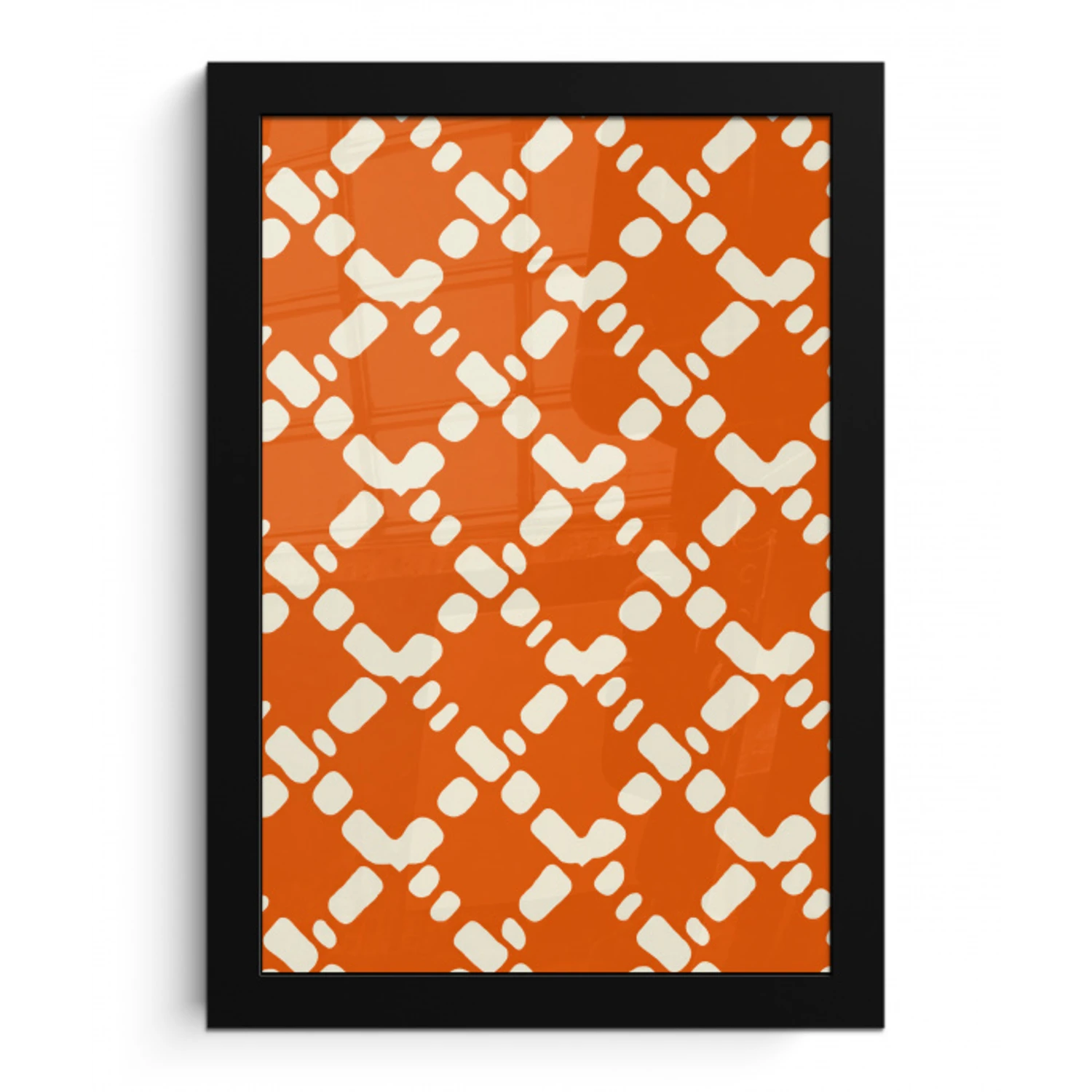 Oranje - Ruitpatroon - Wit fotolijst zwart zonder passe partout klein 224 -3d