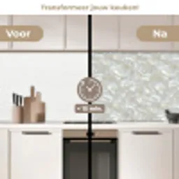 Parelmoerglans - Wit - Schelp keuken achterwand 2 middel 871 -voor-na2_NL