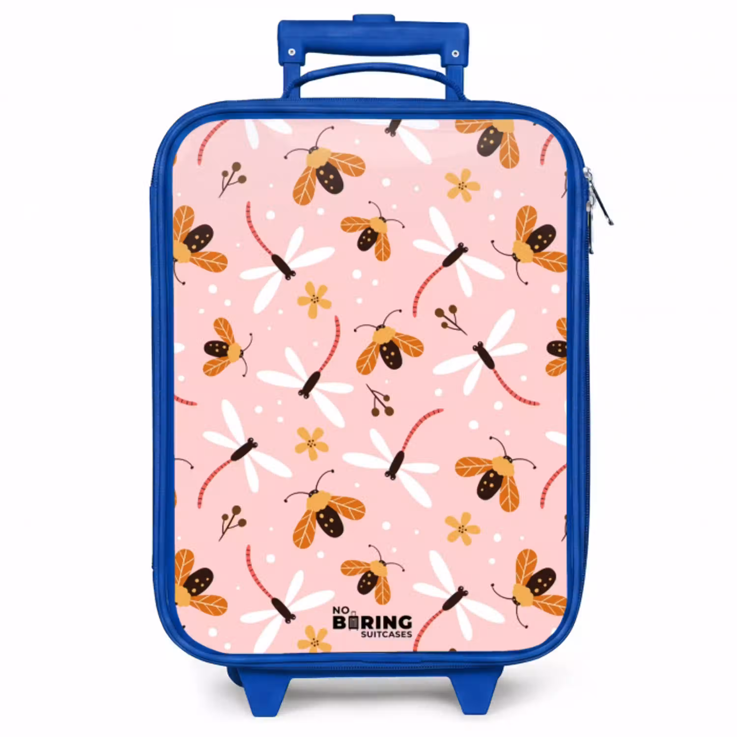 Lieveheersbeestjes en libellen op roze achtergrond Kinderkoffer - Blauw klein -zzz_website3d