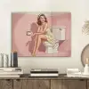 Roze - Retro - Vrouw PET vilt klein -sfeer1