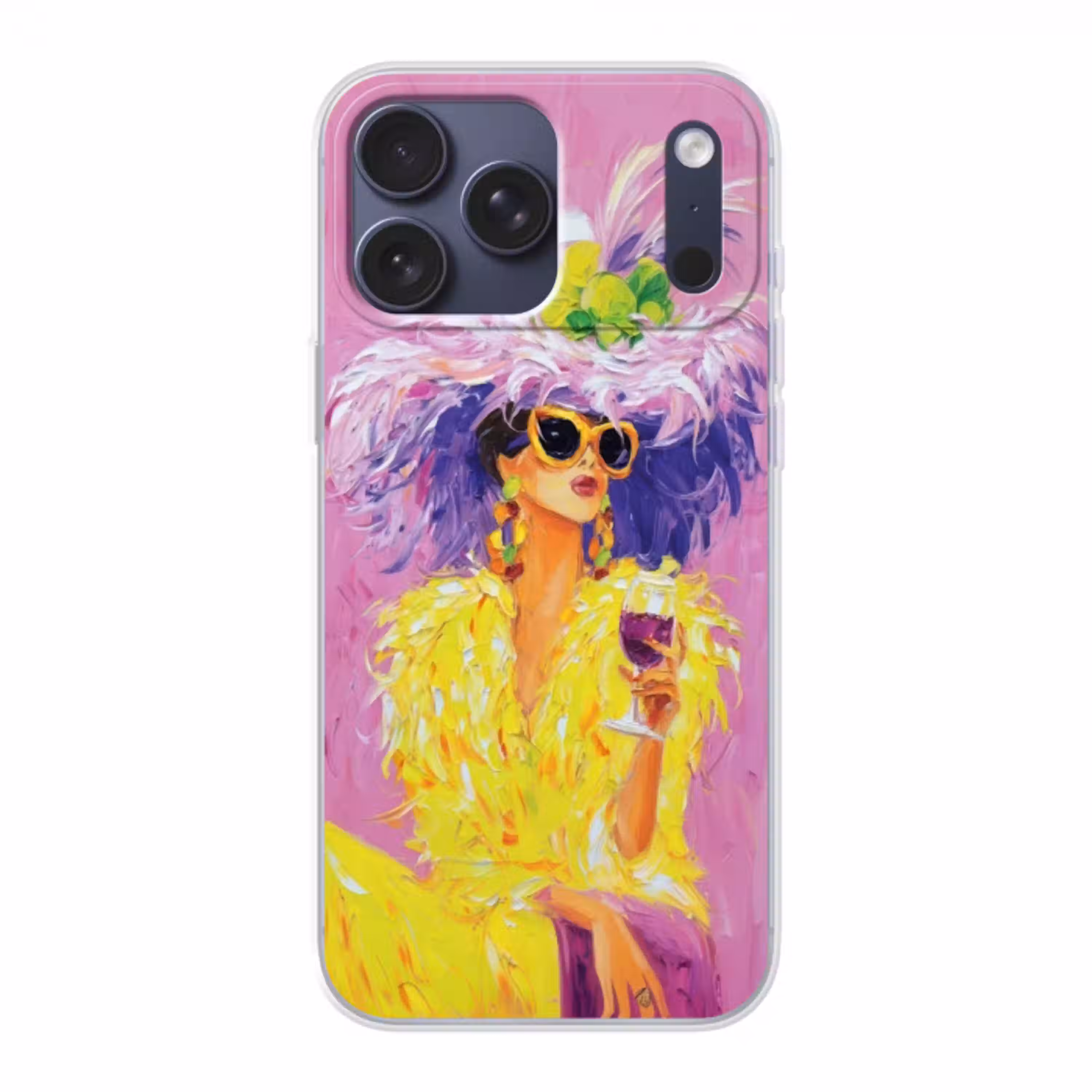 Zonnebril - Vrouw - Jas - Veren Telefoonhoesje iPhone 17 Pro Max klein -3d