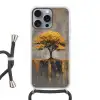 Boom - Bladeren - Goud - Abstract Hoesje iPhone 16 Pro Max met koord klein -3d