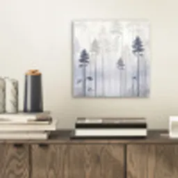 Bos - Bomen - Mist - Natuur - Illustratie - Grijs aluminium wit klein -sfeer1