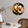 Bloemen - Goud - Graffiti - Zwart - Abstract Wandcirkel behangsticker klein -sfeer3