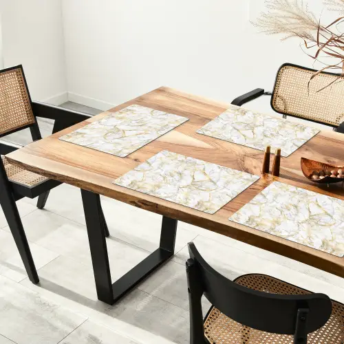 Marmer - Wit - Expressief - Goudaccenten Placemat vinyl groot 368 -zzsfeer4_Kitchenyeah-website