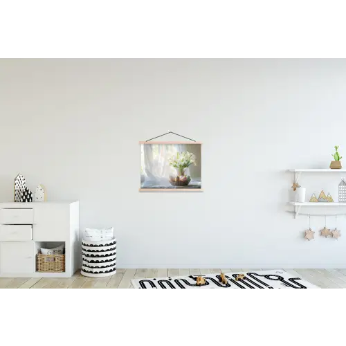 Vaas - Eieren - Bloemen textielposter latten blank klein -kinderkamer