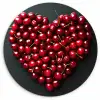 Kersen - Hart - Rood - Zwart Wandcirkel kunststof plaat 5mm dik klein -3d