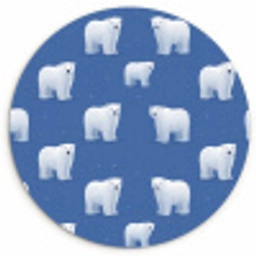 IJsbeer - Patroon - Blauw Wandcirkel kunststof plaat 5mm dik klein 188 -3d