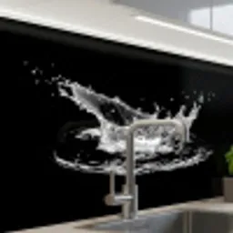 Water - Splash - Water - Zwart keuken achterwand 2 middel -zzzz3d_schuin