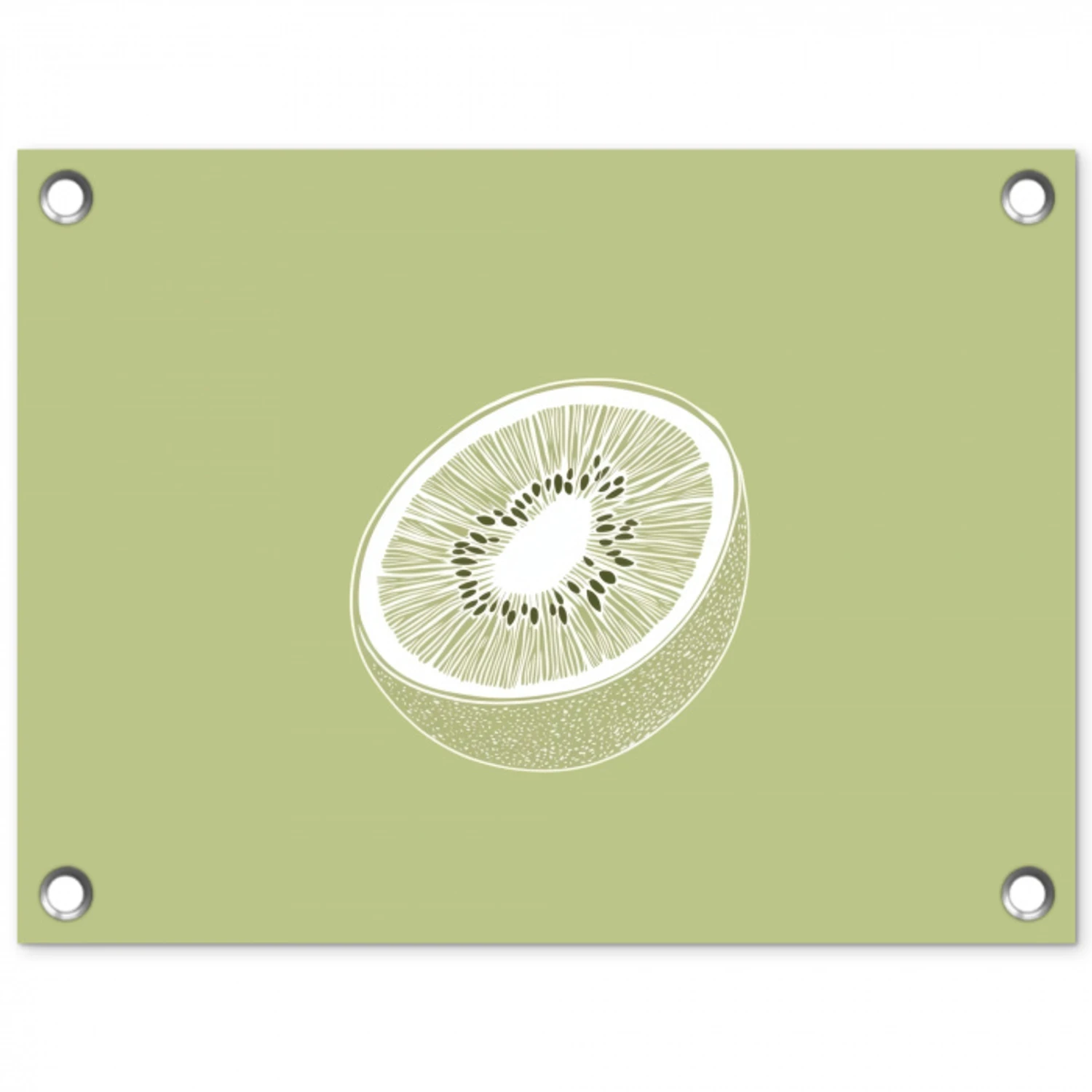 Kiwi - Lijntekening - Minimalistisch - Groen tuinposter los doek klein -3d