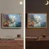 Zeilschip - Zee - Rotsen - Wolken Light Box met batterij (Wandlamp) middel -sfeer3