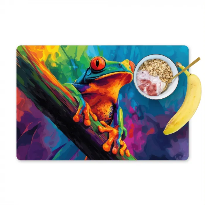 Kikker - Felgekleurd - Tak - Regenboog Placemat vinyl groot -zzzproduct_Kitchenyeah-website