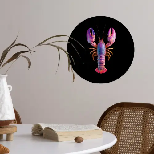 Kreeft - Paars - Roze - Zwart - Stippen - Lila Wandcirkel behangsticker klein -sfeer3
