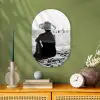 Vrouwen - Zonnehoed - Strand - Zwart - Wit Wandcirkel Ovaal Forex klein -sfeer2