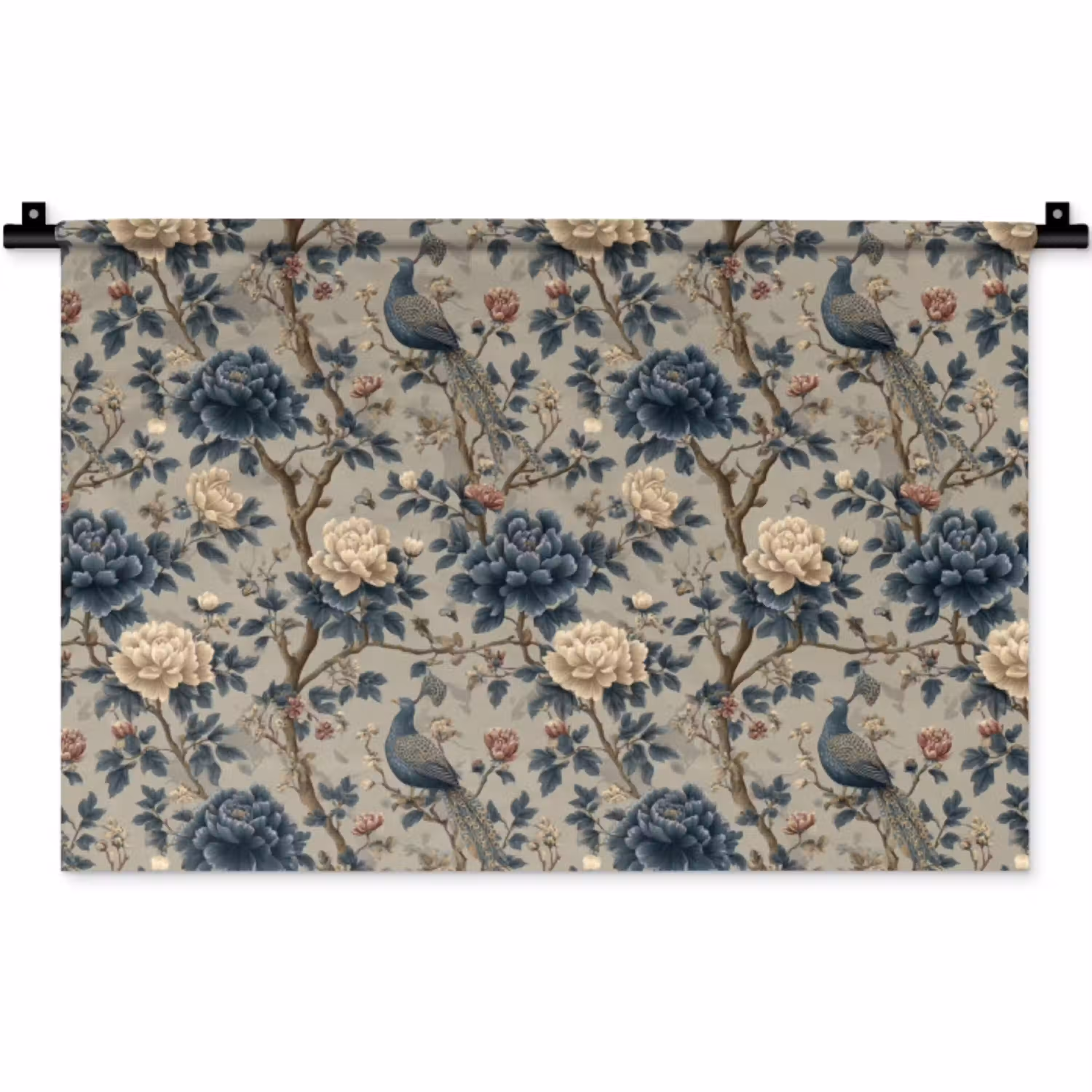 Pauw - Bloemen - Blauw Wandkleed katoen klein 269 -zz3d