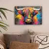 Graffiti - Schotse hooglander - Koe - Kleurrijk canvas 2cm klein -sfeer1