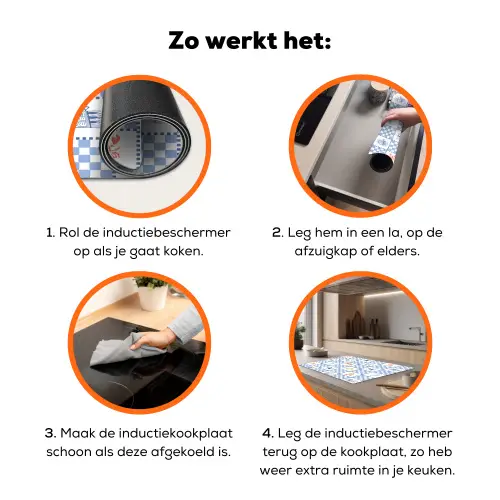 Zee - Sfeer- Mozaïek - Blauw Inductie beschermer vinyl 3mm klein 276 -zzzzzzz-td-werking