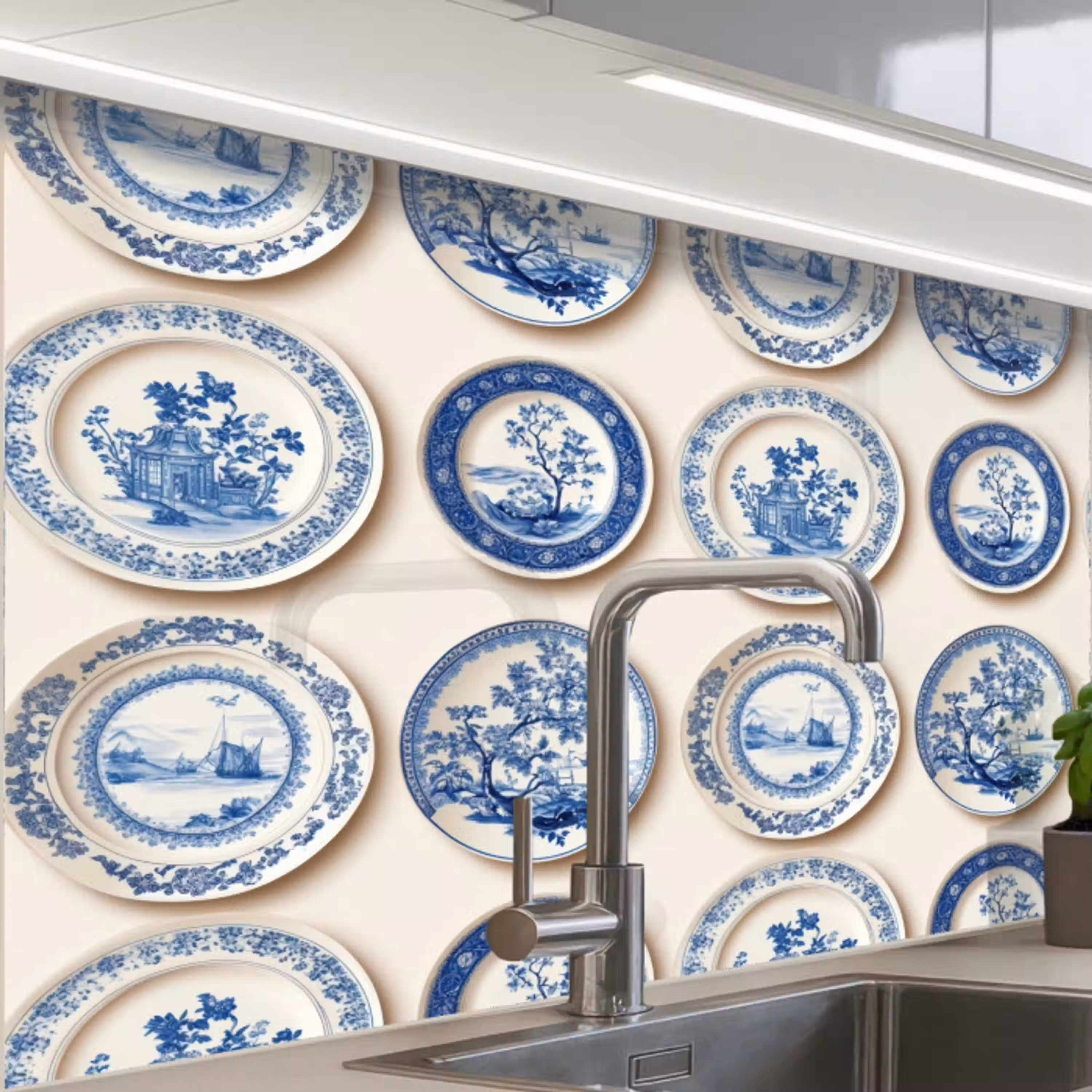 Borden - Bomen - Planten - Blauw keuken achterwand 2 middel 865 -zzzz3d_schuin