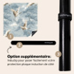 Wolken - Kraanvogels - Blauw Inductie beschermer vinyl 3mm middel 274 -zzzzzzz-induclip_FR